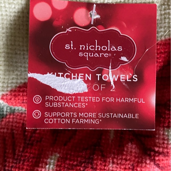 NEW St. Nicholas Square Deck The Halls Kitchen Towel 2-pk poinsettia boho KHOLS - Picture 7 of 9